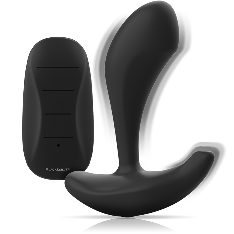 BLACK&SILVER - DWAYNE ANAL PLUG SILICONE REMOTE CONTROL