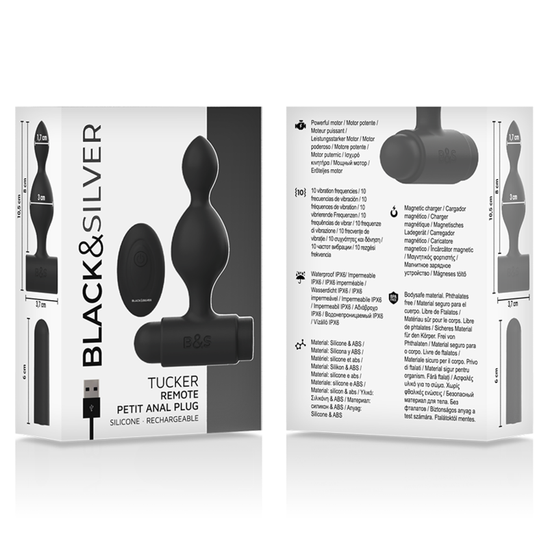 BLACK&amp;SILVER - TUCKER KLEINER ANALSTECKER AUS SILIKON MIT FERNBEDIENUNG