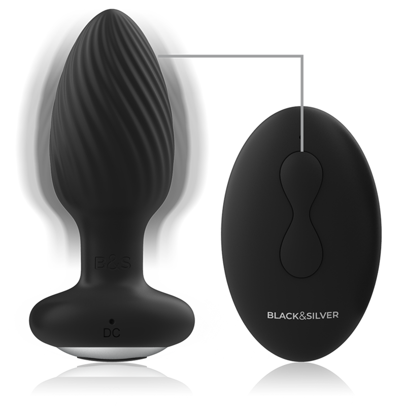 BLACK&amp;SILVER - WELLS PLUG SILICONE ROTATORE ANALE TELECOMANDO