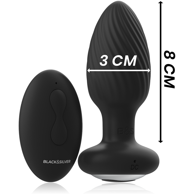 BLACK&amp;SILVER - WELLS PLUG SILICONE ROTATORE ANALE TELECOMANDO