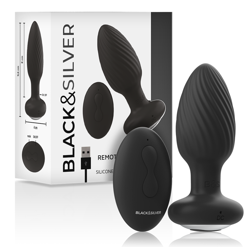 BLACK&amp;SILVER - WELLS PLUG SILICONE ROTATORE ANALE TELECOMANDO