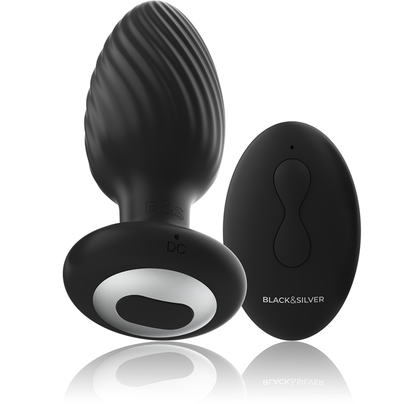 BLACK&amp;SILVER - WELLS PLUG SILICONE ROTATORE ANALE TELECOMANDO