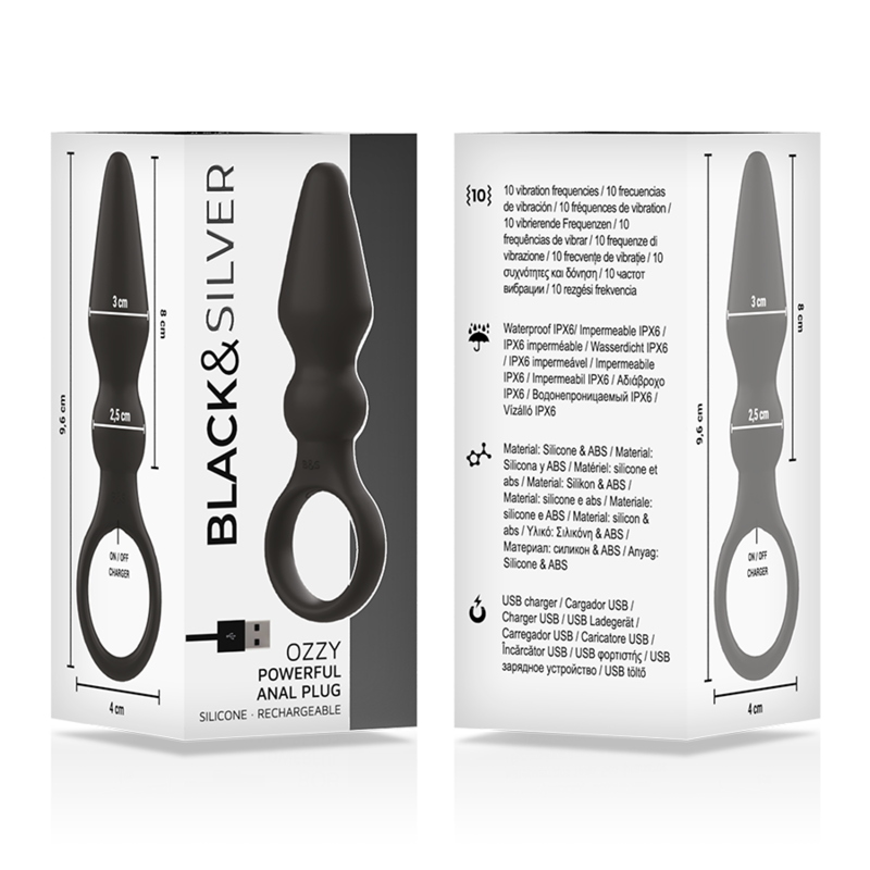 BLACK&amp;SILVER - OZZY POTENTE TAPPO ANALE IN SILICONE