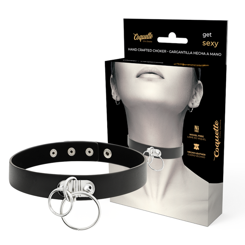 COQUETTE CHIC DESIRE - CHOKER IN PELLE VEGANA A DOPPIO ANELLO