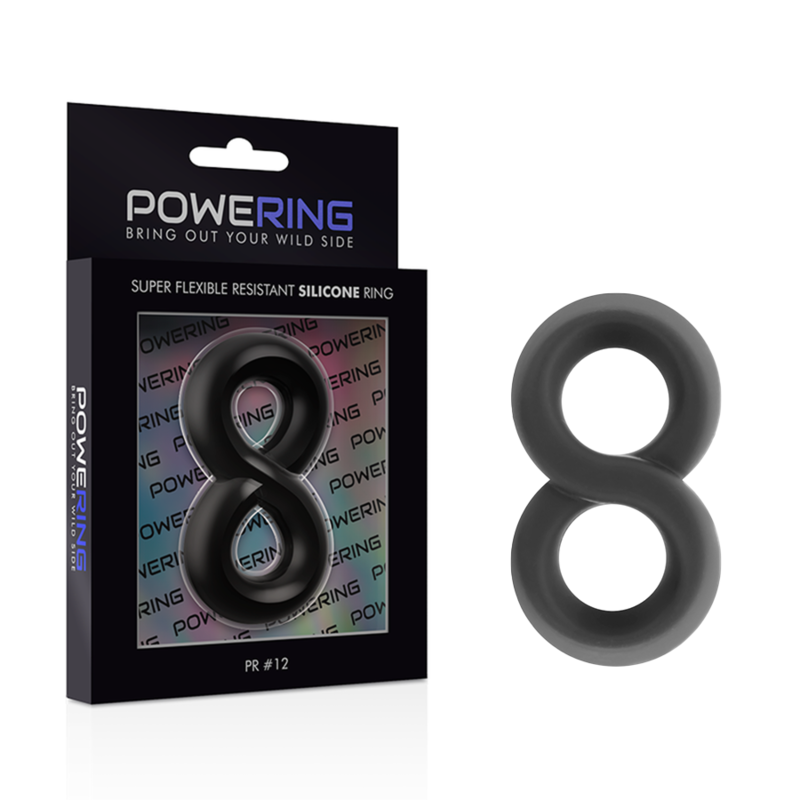 POWERING - SUPER FLEXIBLE AND RESISTANT PENIS AND TESTICLE RING PR12 BLACK