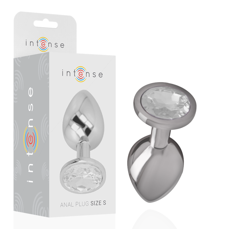 INTENSE - ALUMINUM METAL ANAL PLUG WITH SILVER CRYSTAL SIZE S