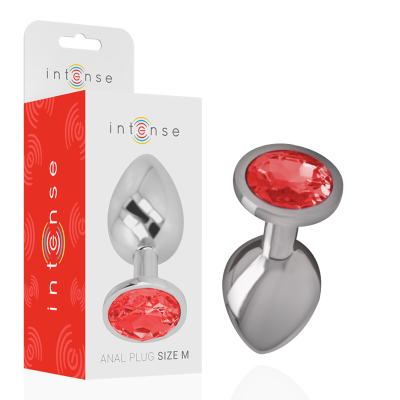 INTENSE - PLUG ANALE IN METALLO CON CRISTALLO ROSSO TAGLIA M