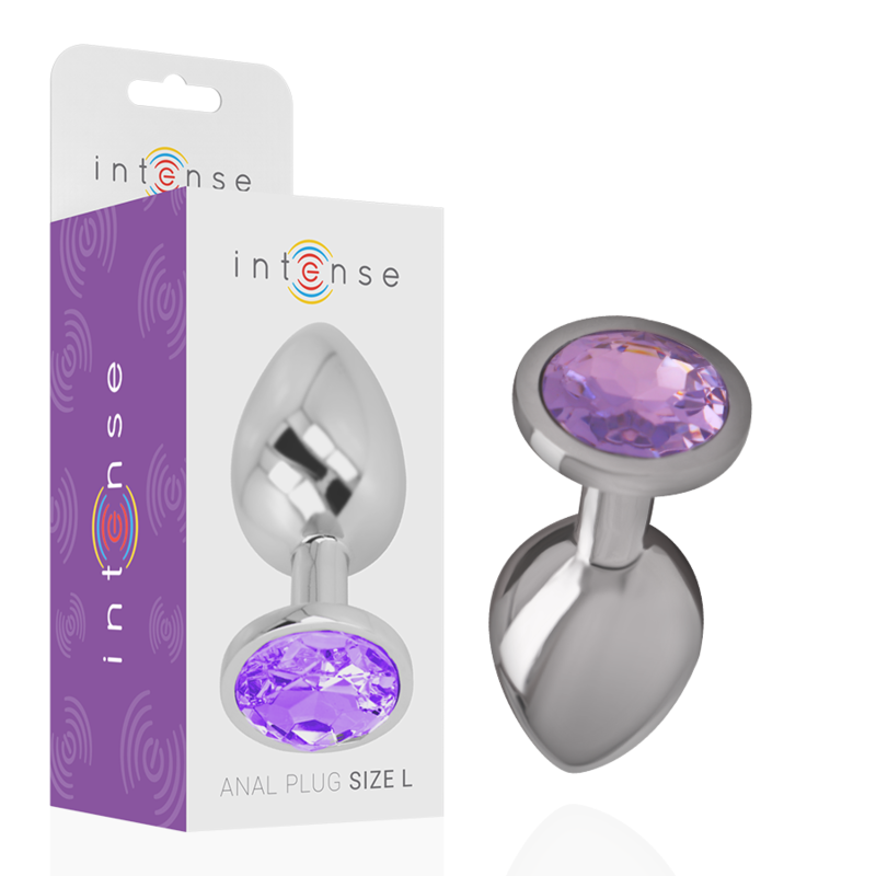 INTENSE - PLUG ANALE IN METALLO ALLUMINIO CON CRISTALLO VIOLA TAGLIA S