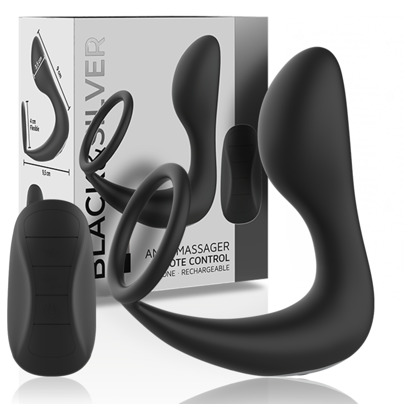 BLACK&amp;SILVER - MASSAGGIATORE ANALE TELECOMANDATO RICARICABILE SILICONE NERO