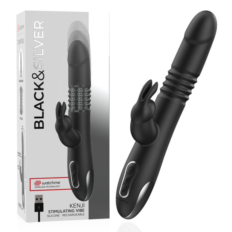 BLACK&SILVER - KENJI STIMULATING VIBE COMPATIBLE WITH WATCHME WIRELESS TECHNOLOGY