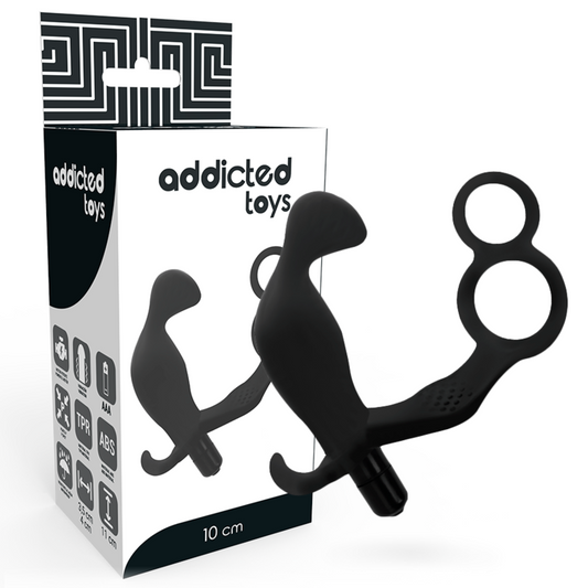 ADDICTED TOYS - TAPPO ANALE CON DOPPIO ANELLO PER PENE E TESTICOLI NERO