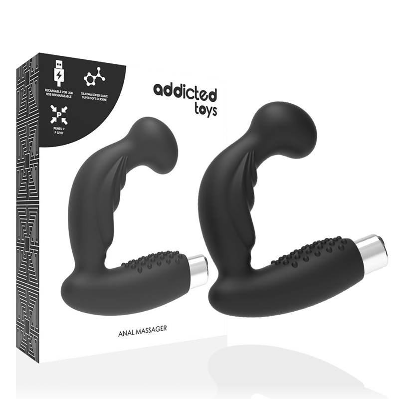 ADDICTED TOYS - PROSTATAVIBATOR, WIEDERAUFLADBAR, MODELL 3 - SCHWARZ