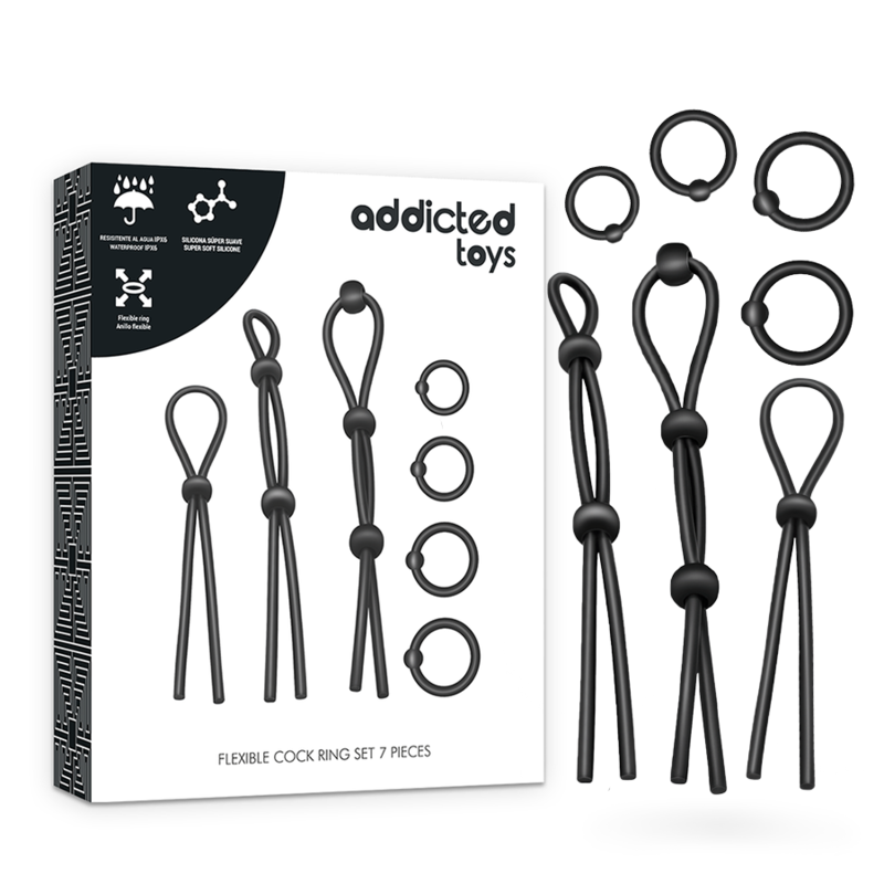 ADDICTED TOYS - SET ANELLI PER IL PENE IN SILICONE FLESSIBILE 7 PEZZI