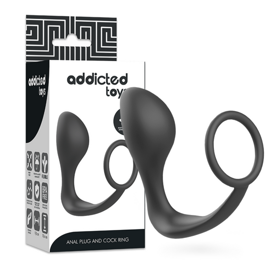 ADDICTED TOYS - TAPPO ANALE CON ANELLO IN SILICONE NERO