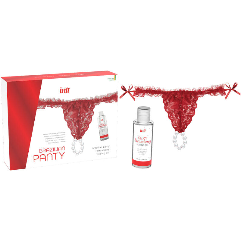 INTT RELEASES - SLIP ROSSO BRASILIANO CON PERLE E GEL LUBRIFICANTE 50 ML