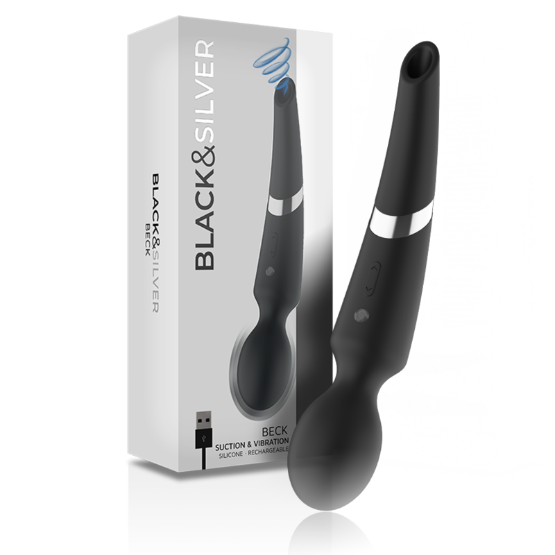 BLACK&amp;SILVER - BECK WIEDERAUFLADBARER SILIKON-MASSAGER MIT SAUGFUNKTION SCHWARZ