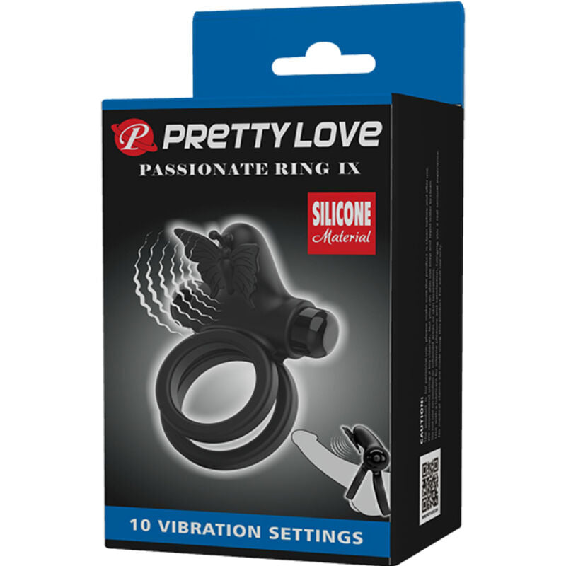 PRETTY LOVE - DOPPELTER VIBRATIONSRING MIT SCHWARZEM STIMULATOR