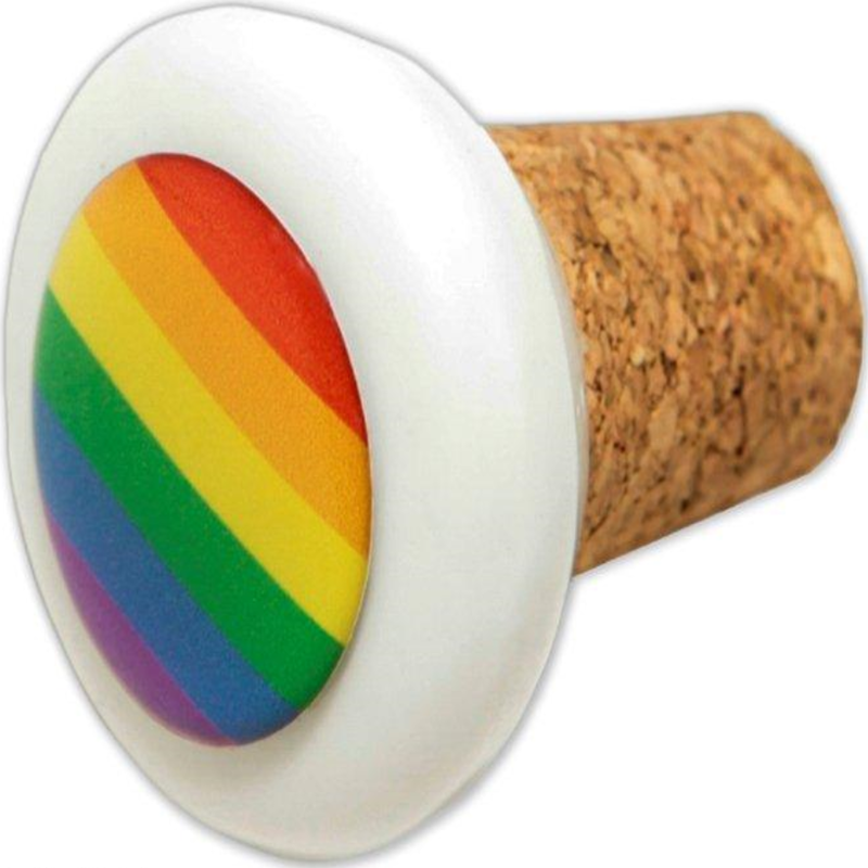 PRIDE - TAPPO TONDO IN SUGHERO CERAMICA CON BANDIERA LGBT