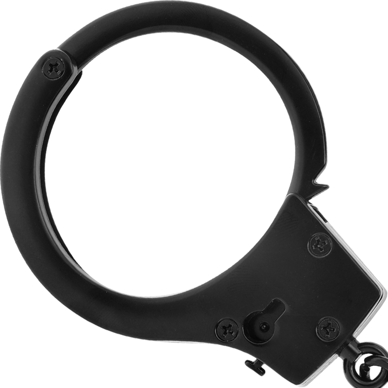 FETISH SUBMISSIVE - METAL HANDCUFFS FOR BLACK HANDS WITH SKULL KEY