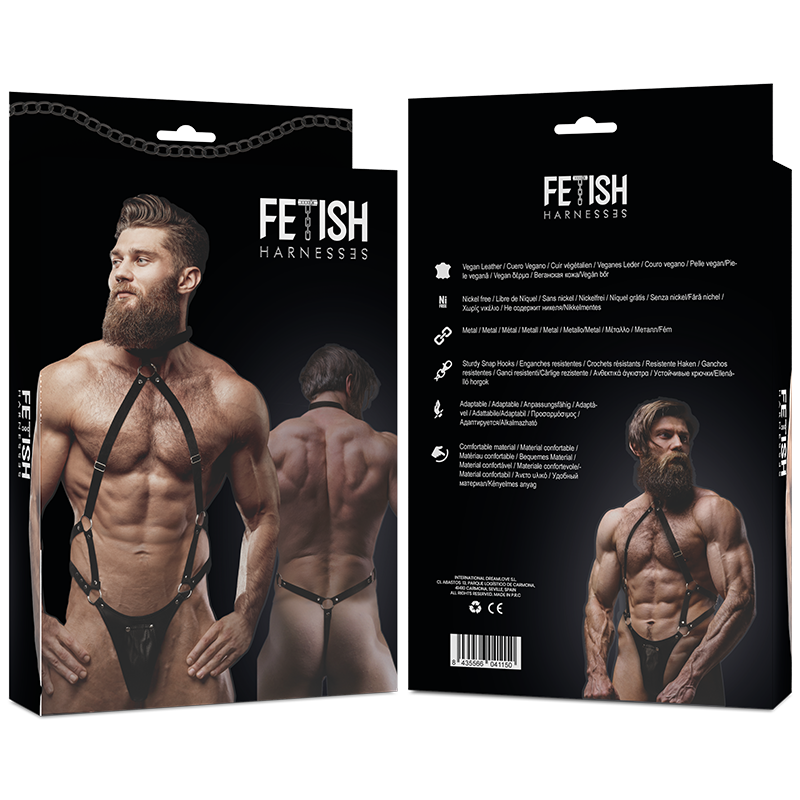 FETISH SUBMISSIVE ATTITUDE - MEN'S ECO-LEATHER JOCK STRAP HARNESS