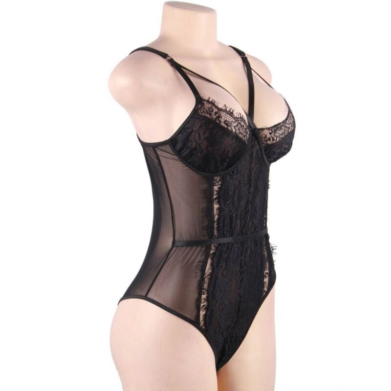 QUEEN LINGERIE - BLACK LACE TEDDY S/M