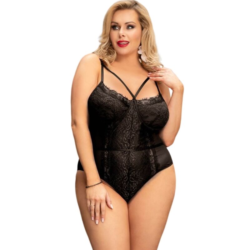 LINGERIE QUEEN - TEDDY IN PIZZO NERO S/M