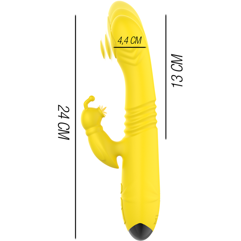 INTENSE - TOKY VIBRATORE MULTIFUNZIONE SU E GIÙ CON STIMOLATORE CLITORIDEO GIALLO