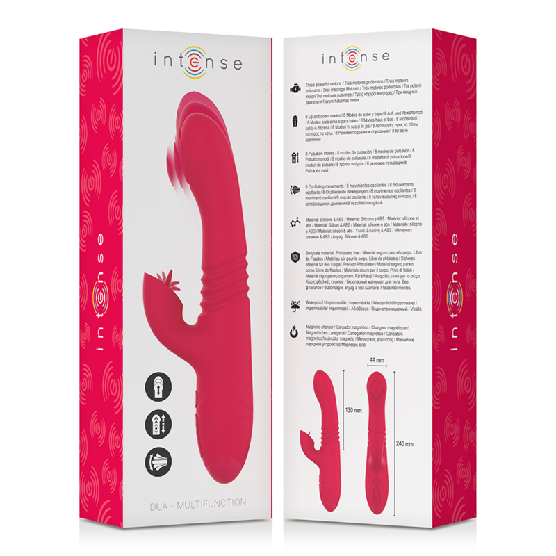 INTENSE - DUA MULTIFUNCTION RECHARGEABLE UP & DOWN VIBRATOR WITH RED TONGUE