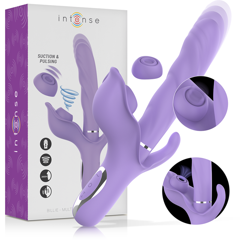 INTENSE - BILLIE MULTIFUNKTIONS-WIEDERAUFLADBARER VIBRATOR MIT SAUGEN UND PULSIEREND, LILA