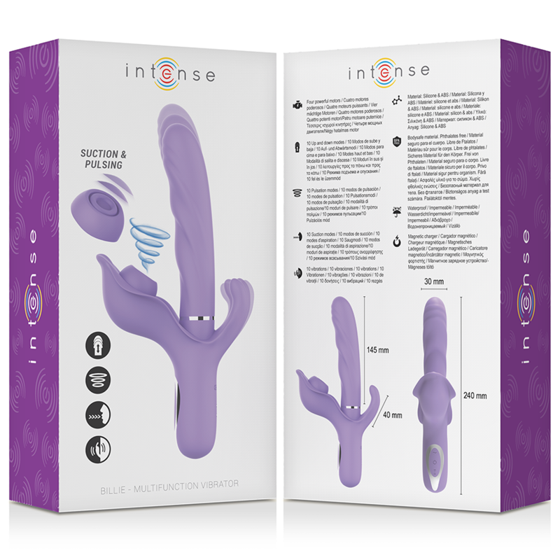 INTENSE - BILLIE VIBRATORE MULTIFUNZIONE RICARICABILE ASPIRAZIONE E PULSAZIONE VIOLA