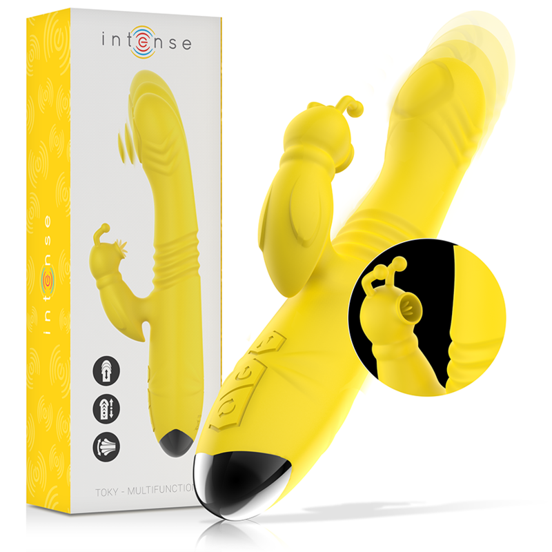 INTENSE - TOKY VIBRATORE MULTIFUNZIONE SU E GIÙ CON STIMOLATORE CLITORIDEO GIALLO