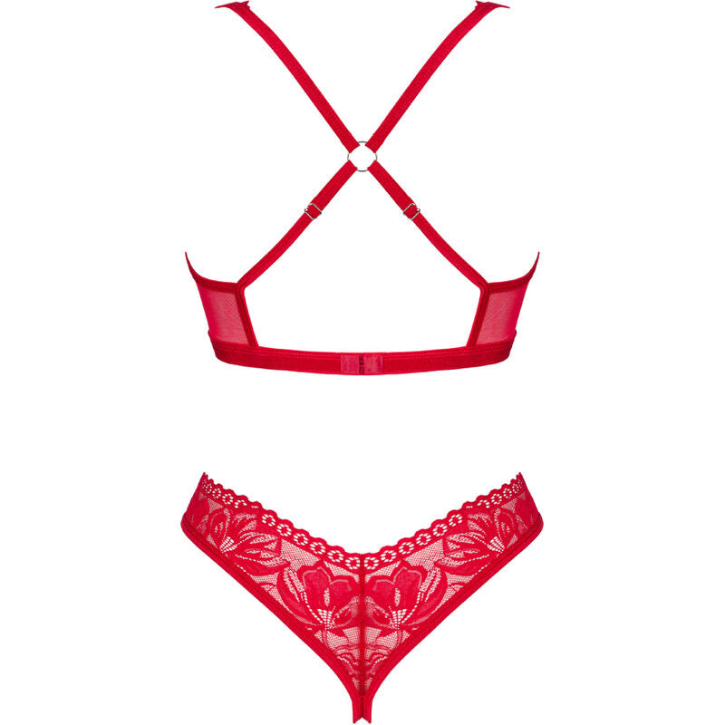 OBSESSIVE - LACELOVE SET TWO PIECES CUPLESS RED XS/S