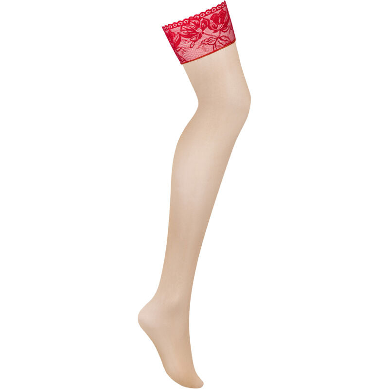 OBSESSIVE - LACELOVE STOCKINGS RED XS/S