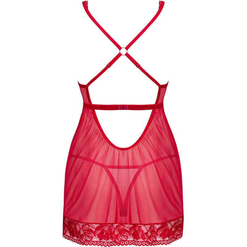 OBSESSIVE - LACELOVE BABYDOLL & THONG RED XS/S