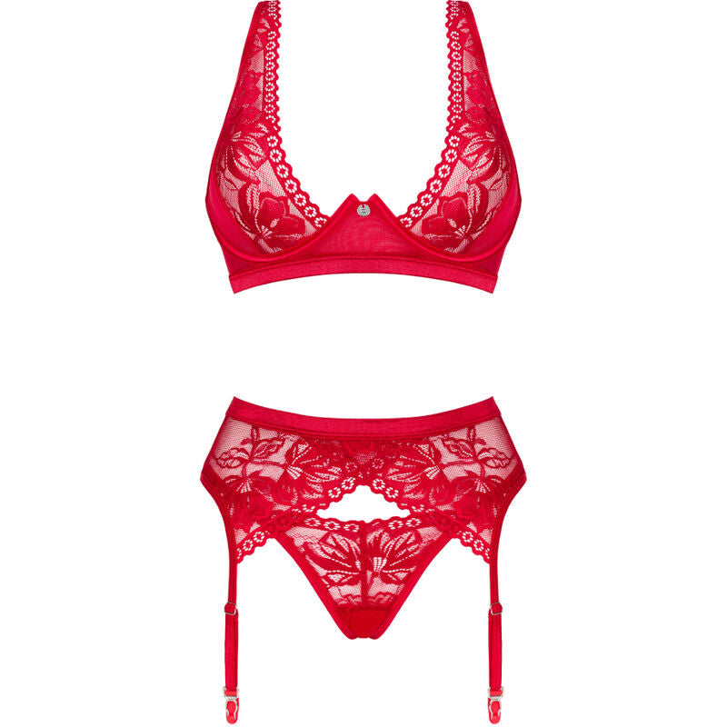 OBSESSIVE - LACELOVE SET DREITEILIG ROT XS/S