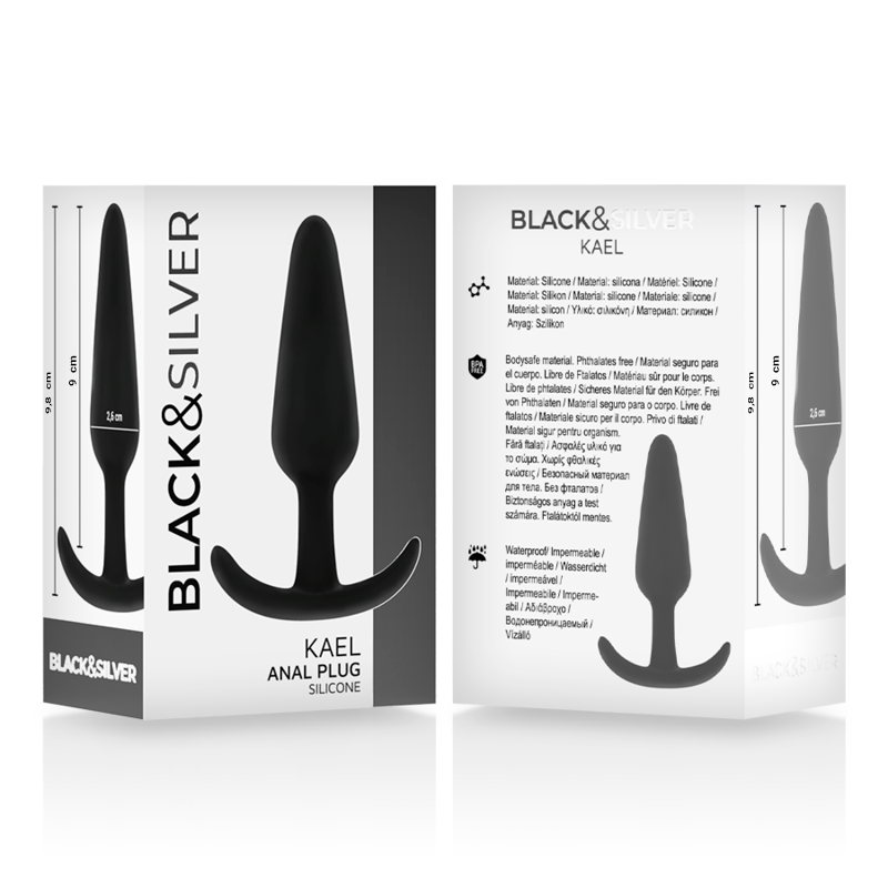 BLACK&SILVER - KAEL SILICONE ANAL PLUG WITH MEDIUM HANDLE