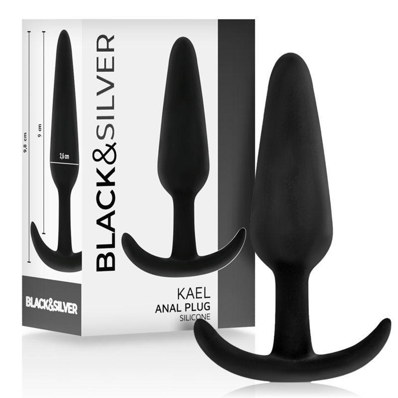 BLACK&amp;SILVER - KAEL SILIKON-ANALPLUG MIT MITTLEREM GRIFF