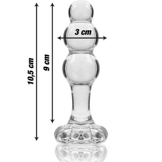 NEBULA SERIES BY IBIZA - MODEL 1 ANAL PLUG BOROSILICATE GLASS CLEAR 10.5 CM -O- 3 CM