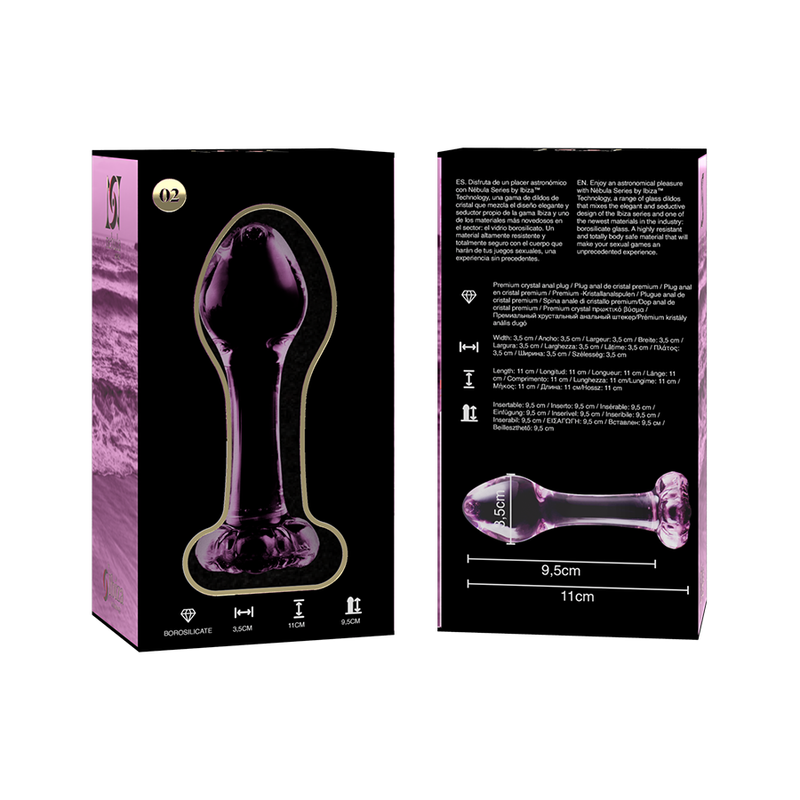 NEBULA SERIE VON IBIZA - MODELL 2 ANAL PLUG BOROSILIKATGLAS KLAR 11 CM -O- 3,5 CM