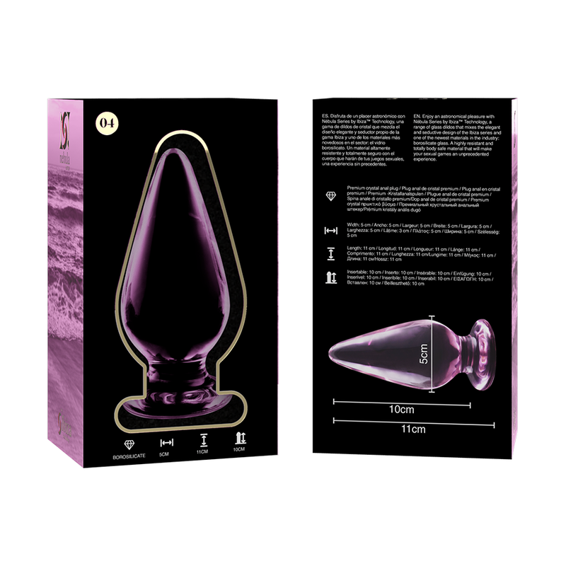 NEBULA SERIES BY IBIZA - MODEL 4 ANAL PLUG BOROSILICATE GLASS CLEAR 11 CM -O- 5 CM