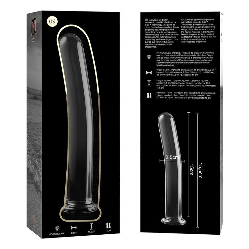 NEBULA SERIE VON IBIZA - MODELL 9 DILDO BOROSILIKATGLAS KLAR 15,5 CM -O- 2,5 CM