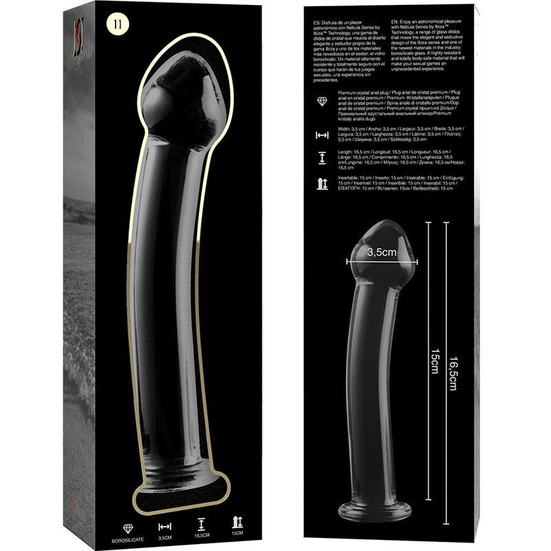 SERIE NEBULA BY IBIZA - MODELLO 11 DILDO VETRO BOROSILICATO TRASPARENTE 16 CM -O- 3 CM