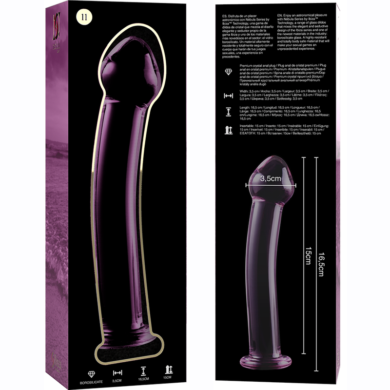 SERIE NEBULA BY IBIZA - MODELLO 11 DILDO VETRO BOROSILICATO TRASPARENTE 16 CM -O- 3 CM