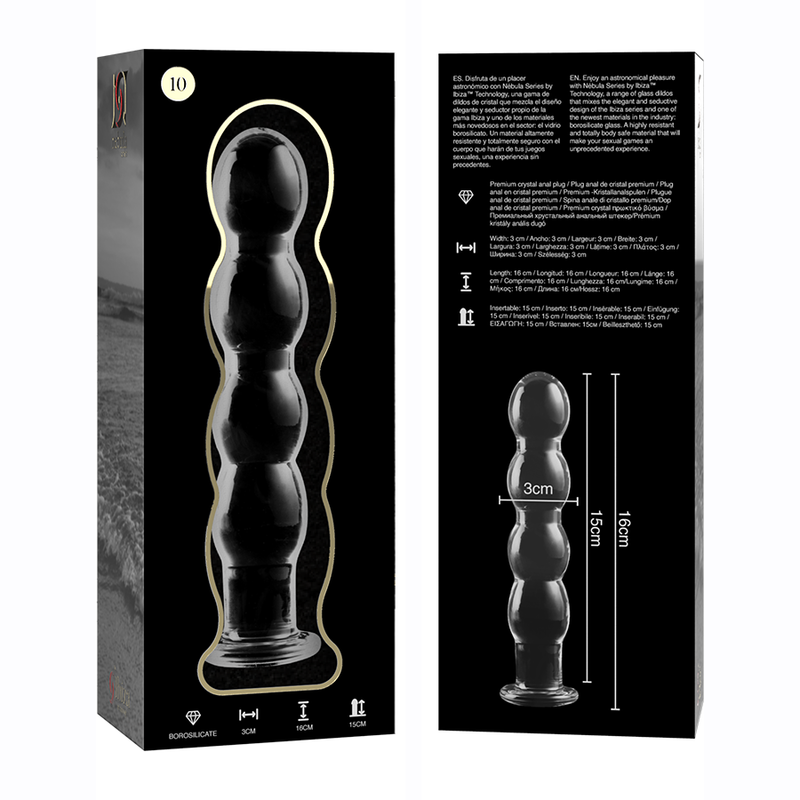 NEBULA SERIE VON IBIZA - MODELL 10 DILDO BOROSILIKATGLAS KLAR 16,5 CM -O- 3,5 CM