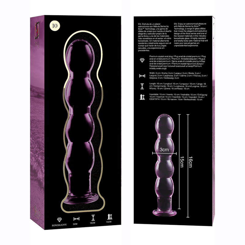 NEBULA SERIE VON IBIZA - MODELL 10 DILDO BOROSILIKATGLAS KLAR 16,5 CM -O- 3,5 CM