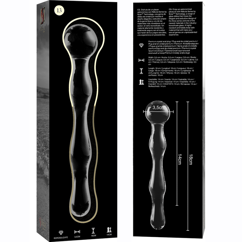 SERIE NEBULA BY IBIZA - MODELLO 13 DILDO VETRO BOROSILICATO TRASPARENTE 18 CM -O- 3,5 CM