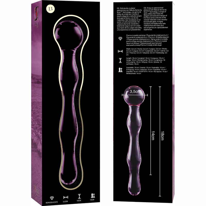 SERIE NEBULA BY IBIZA - MODELLO 13 DILDO VETRO BOROSILICATO TRASPARENTE 18 CM -O- 3,5 CM