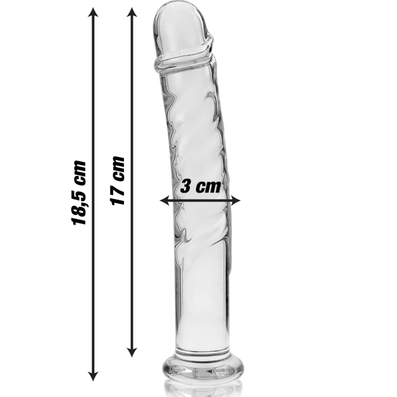 SERIE NEBULA BY IBIZA - MODELLO 16 DILDO VETRO BOROSILICATO TRASPARENTE 18,5 CM -O- 3 CM