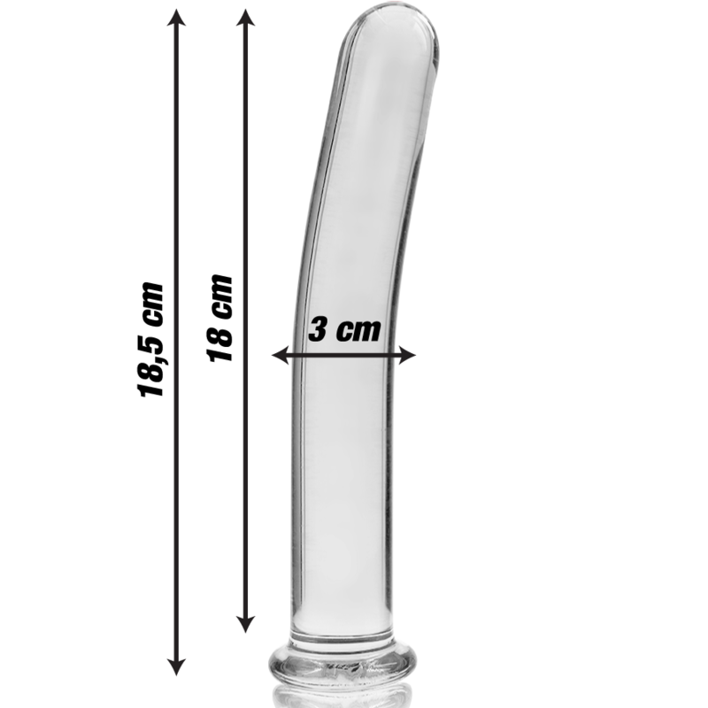 SERIE NEBULA BY IBIZA - MODELLO 17 DILDO VETRO BOROSILICATO TRASPARENTE 18,5 CM -O- 3 CM