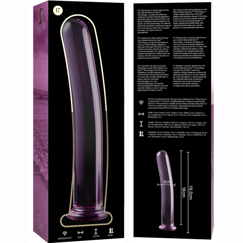 SERIE NEBULA BY IBIZA - MODELLO 17 DILDO VETRO BOROSILICATO TRASPARENTE 18,5 CM -O- 3 CM